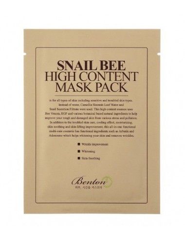 Mascarilla Anti-arrugas y Anti-manchas - Benton Snail Bee High Content Mask Pack