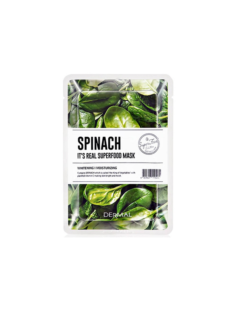 Mascarillas Coreanas de Hoja al mejor precio: It´s Real Superfood Mask Spinach - Ilumina e Hidrata de Dermal Korea en Skin Thinks - Piel Seca