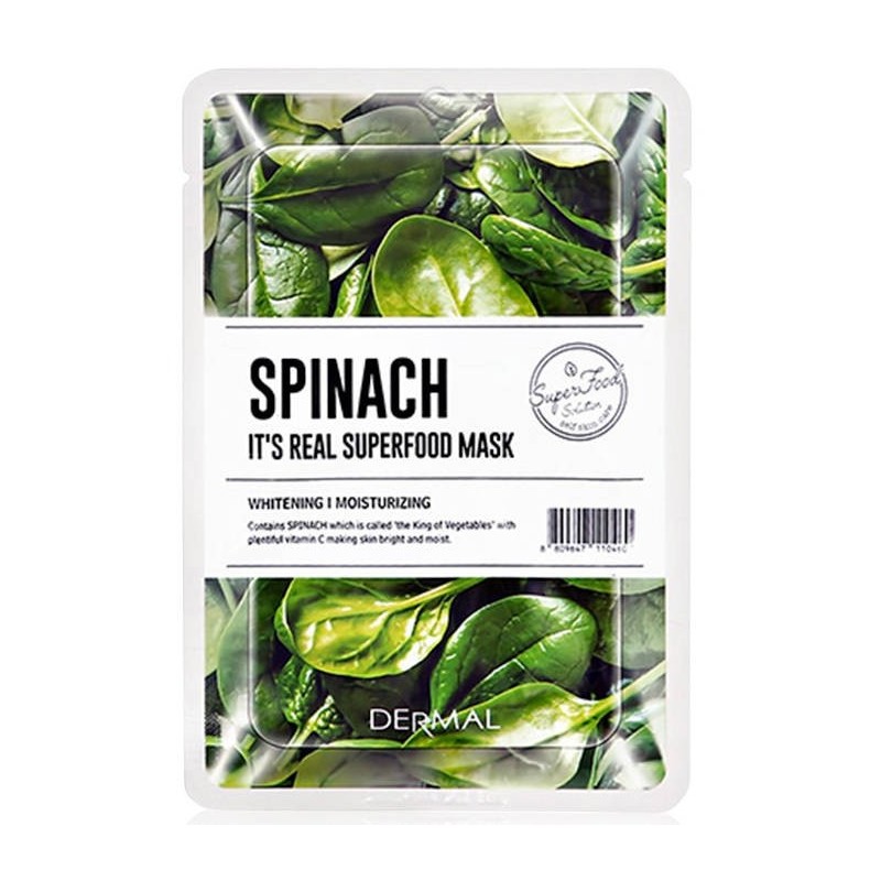 Mascarillas Coreanas de Hoja al mejor precio: It´s Real Superfood Mask Spinach - Ilumina e Hidrata de Dermal Korea en Skin Thinks - Piel Seca