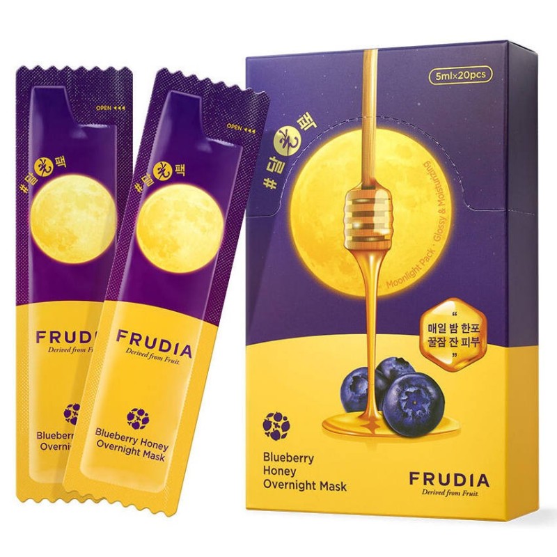 Mascarillas Nocturnas al mejor precio: Frudia Blueberry Honey Overnight Mask- Hidratante y Luminosidad 20 unidades de Frudia en Skin Thinks - Piel Seca