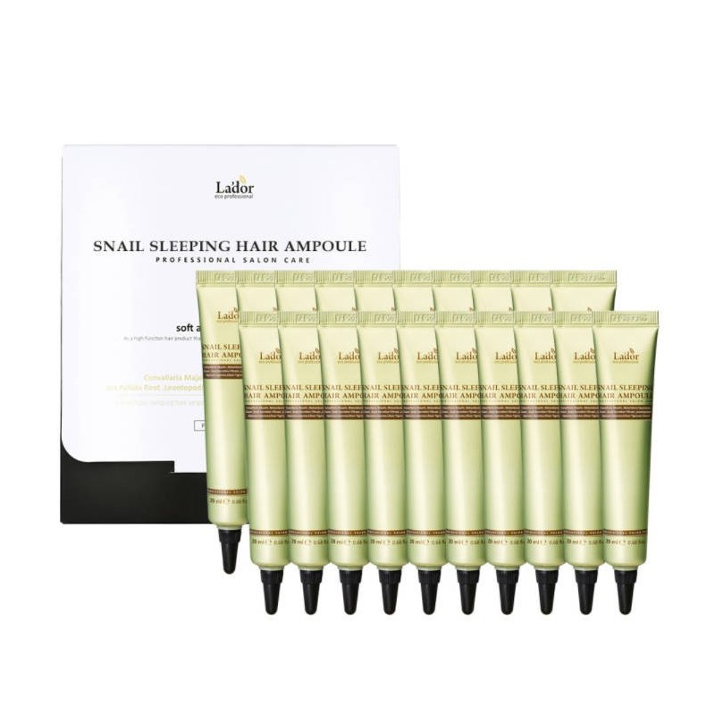 Cabello al mejor precio: La'dor Snail Sleeping Hair Ampoule 20 x 20ml - Tratamiento Intensivo Nocturno para pelo de Lador Eco Professional en Skin Thinks - 
