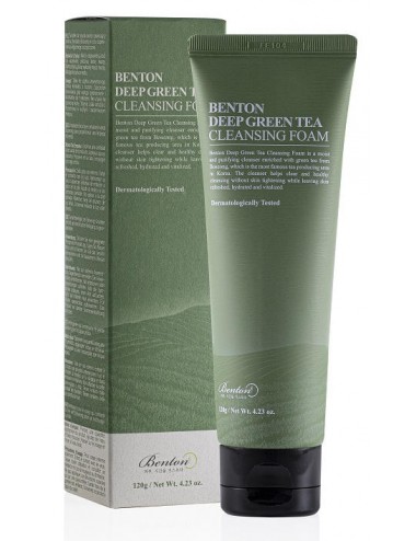 Cosmética Coreana al mejor precio: Benton Deep Green Tea Cleansing Foam 120 gr de Benton en Skin Thinks - Piel Seca