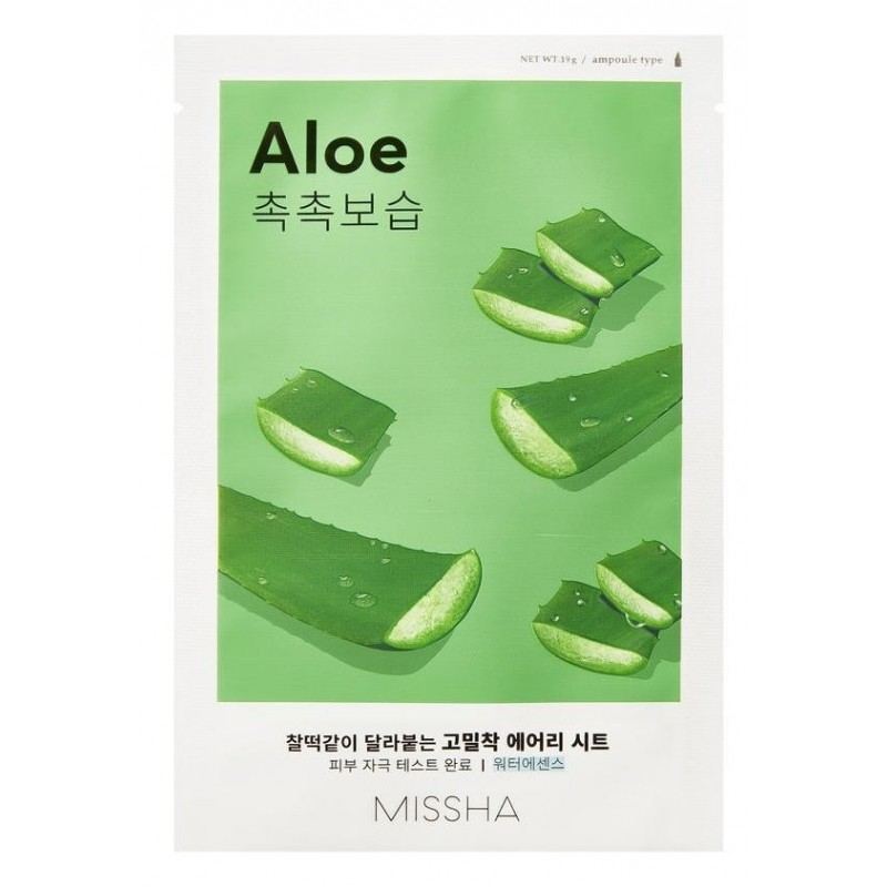 Mascarillas Coreanas de Hoja al mejor precio: Mascarilla Hidratante y Calmante MISSHA Airy Fit Sheet Mask (Aloe) de Missha en Skin Thinks - Piel Seca