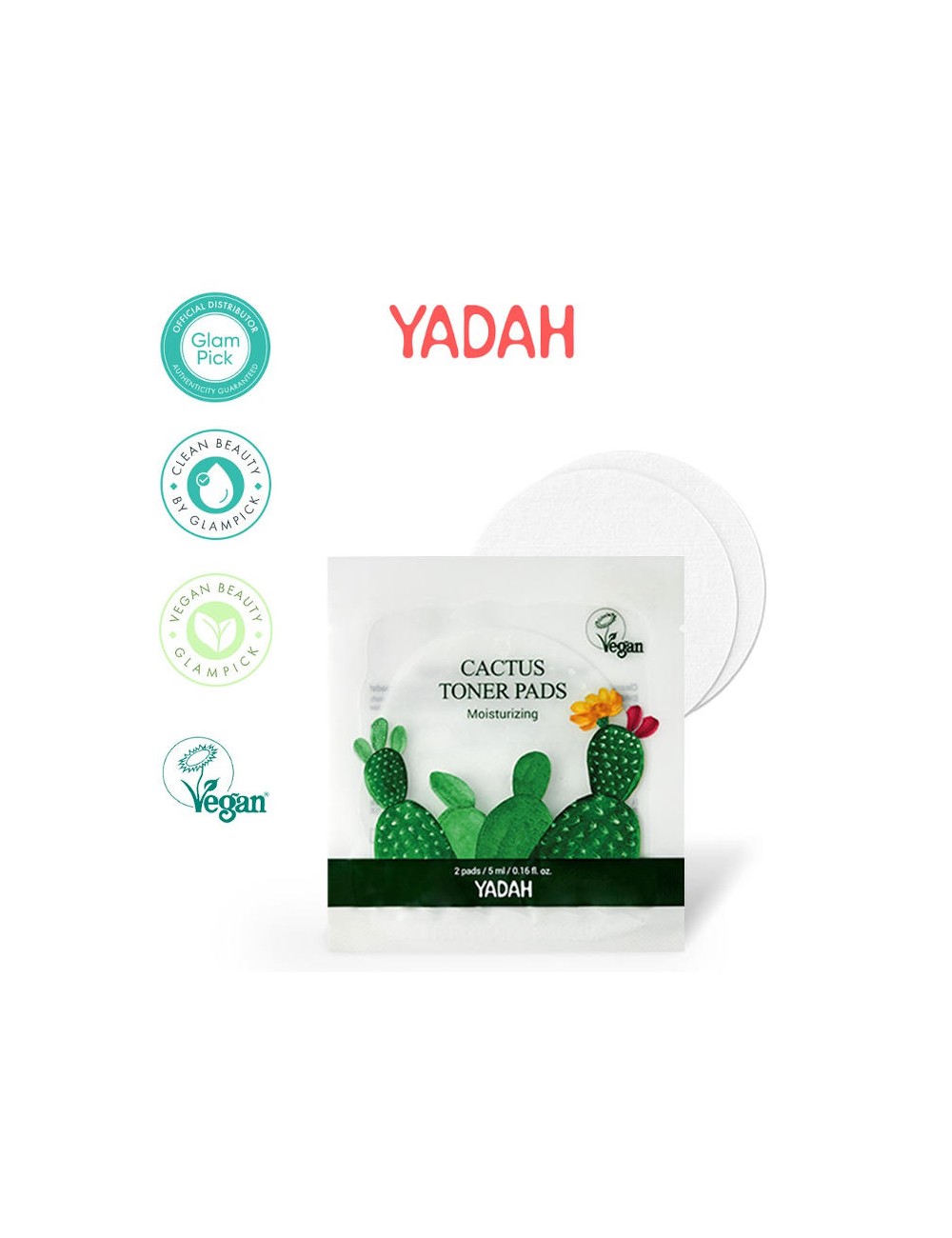 Tratamiento de Poros al mejor precio: Tónico Vegano Exfoliante YADAH Cactus Toner Pads (2 pads) de YADAH en Skin Thinks - Piel Seca