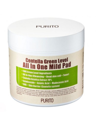 Tónicos al mejor precio: Centella Green Level All In One Mild Pad Limpiador +Tónico + Exfoliante de Purito en Skin Thinks - Piel Sensible