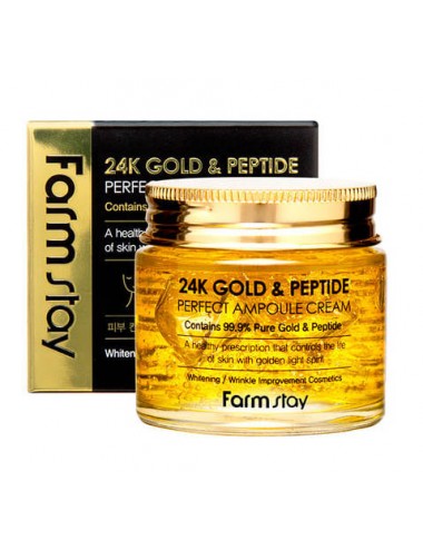 Emulsiones y Cremas al mejor precio: 24K Gold &Peptide Perfect Ampoule Cream Crema Anti-edad Iluminadora de FarmStay en Skin Thinks - Piel Seca