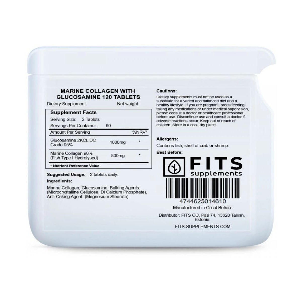 Nutricosmética - Suplementos al mejor precio: Colágeno Marino con Glucosamina 120 comprimidos de FITS Supplements en Skin Thinks - Tratamiento Anti-Edad