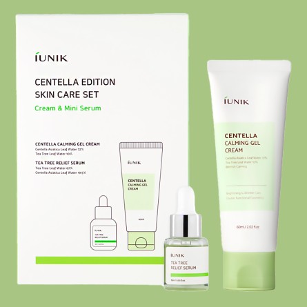 Cosmética Coreana al mejor precio: Iunik Centella Edition Skin Care Set- Crema (60ml) + Serum(15ml) de Iunik en Skin Thinks - Piel Sensible