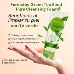 Limpiadoras - Exfoliantes al mejor precio: Espuma limpiadora calmante con té verde Farmstay Green Tea Seed Pure Cleansing Foam de FarmStay en Skin Thinks - Piel Grasa