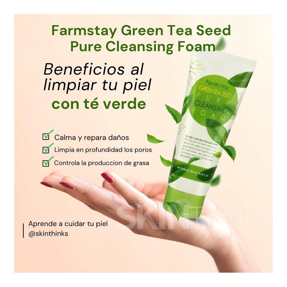 Limpiadoras - Exfoliantes al mejor precio: Espuma limpiadora calmante con té verde Farmstay Green Tea Seed Pure Cleansing Foam de FarmStay en Skin Thinks - Piel Seca