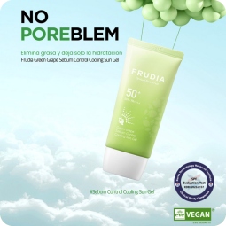 Protección Solar al mejor precio: Frudia Green Grape Sebum Control Cooling Sun Gel de Frudia en Skin Thinks - Piel Seca