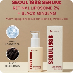 Cosmética Coreana al mejor precio: Seoul 1988 Serum: Retinal Liposome 2% + Black Ginseng de K-Secret en Skin Thinks - Tratamiento Anti-Edad