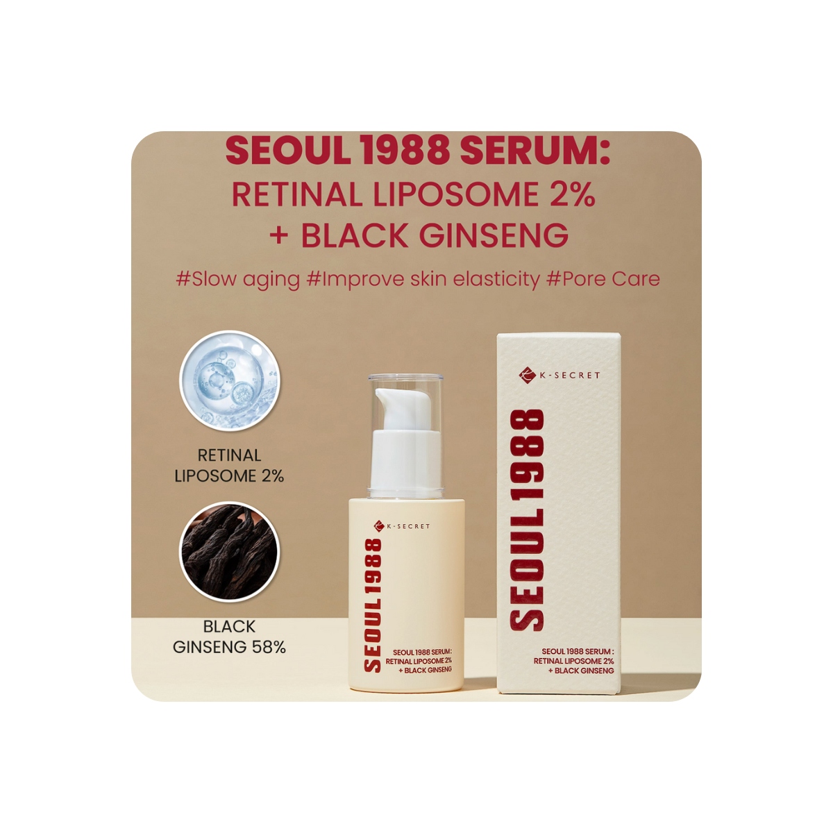 Cosmética Coreana al mejor precio: Seoul 1988 Serum: Retinal Liposome 2% + Black Ginseng de K-Secret en Skin Thinks - Piel Seca