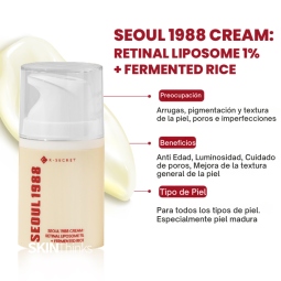 Emulsiones y Cremas al mejor precio: Seoul 1988 Cream: Retinal Liposome 1% + Fermented Rice de K-Secret en Skin Thinks - Tratamiento Anti-Edad