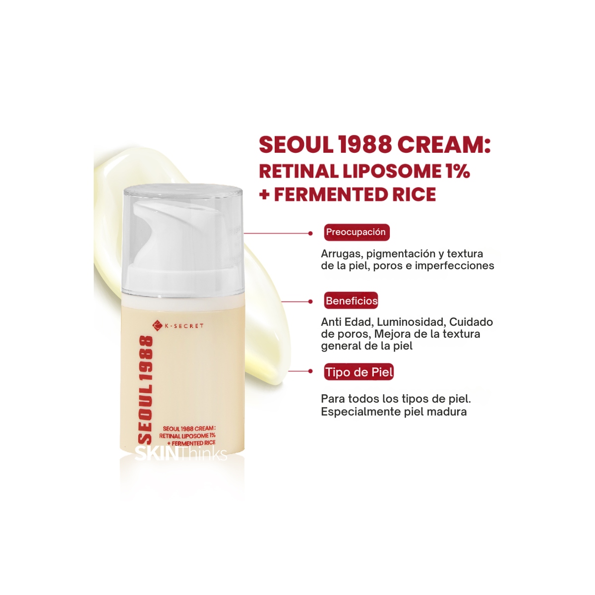 Emulsiones y Cremas al mejor precio: Seoul 1988 Cream: Retinal Liposome 1% + Fermented Rice de K-Secret en Skin Thinks - Piel Seca