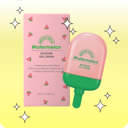 Emulsiones y Cremas al mejor precio: Crema Hidratante 8 tipos de hialurónico PATCH HOLIC Watermelon Moisture Gel Cream de Patch Holic en Skin Thinks - 