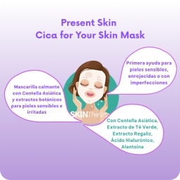 Mascarillas Coreanas de Hoja al mejor precio: Present Skin Cica for Your Skin Mask - Revitaliza y calma de Present Skin en Skin Thinks - Piel Seca