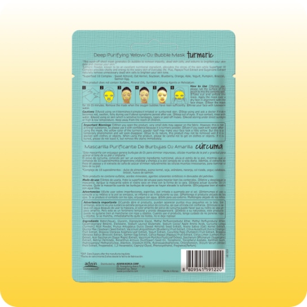 Mascarillas Coreanas de Hoja al mejor precio: Mascarilla de Burbujas con Cúrcuma PUREDERM Deep Purifying Yellow O2 Bubble Mask TURMERIC de Purederm en Skin Thinks - 