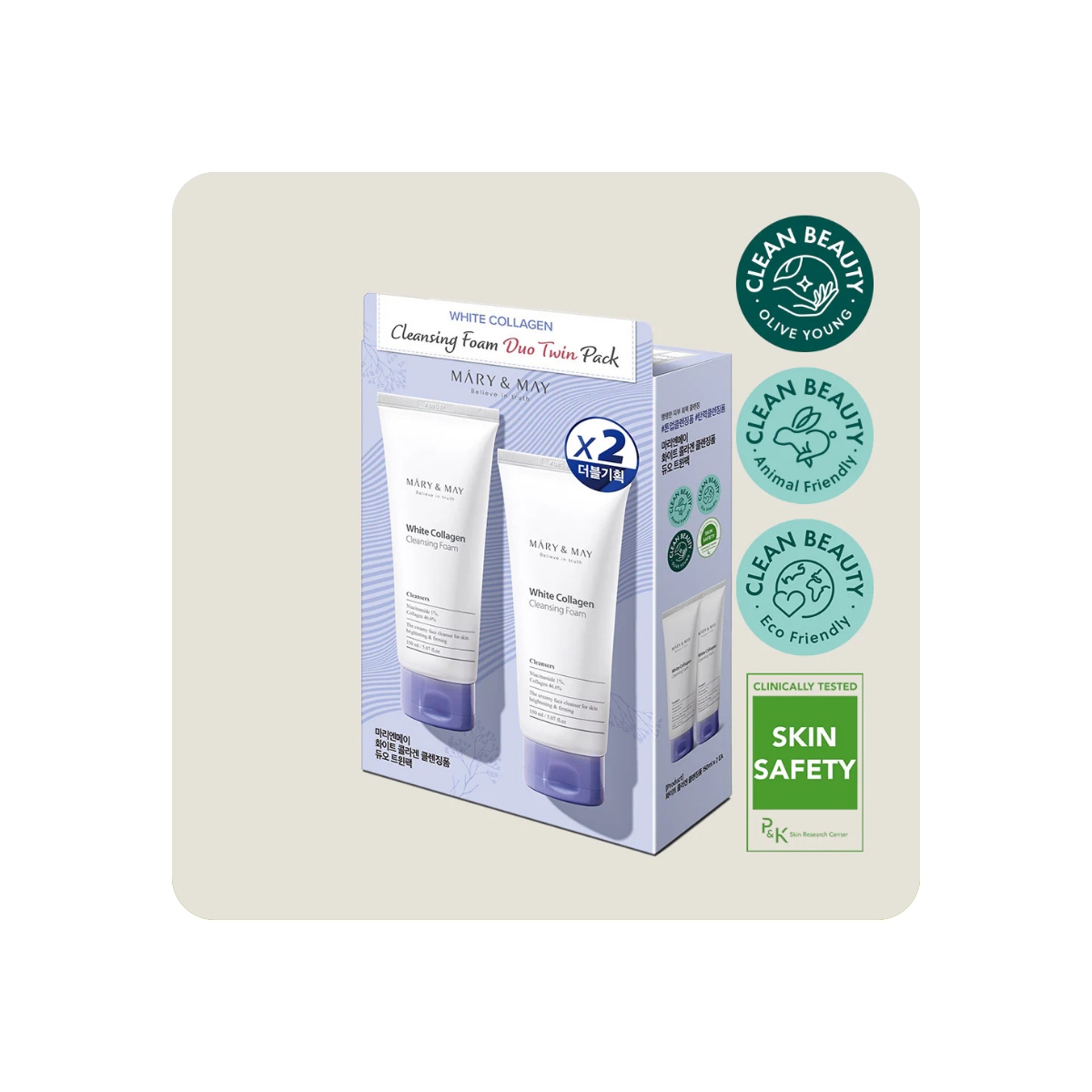 Espumas Limpiadoras al mejor precio: Mary & May White Collagen Cleansing Foam Duo Twin Pack de Mary & May en Skin Thinks - Piel Seca