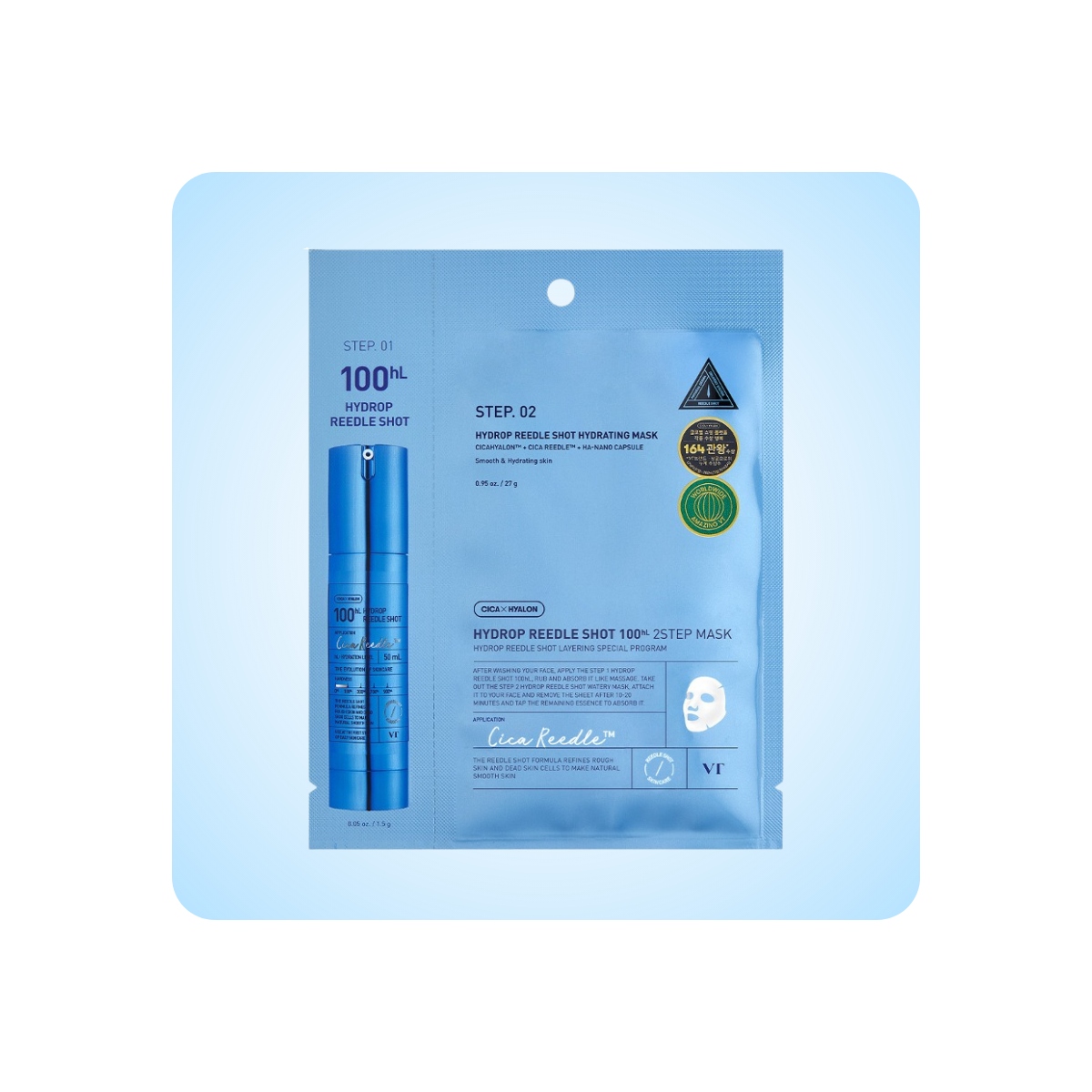 Mascarillas Coreanas de Hoja al mejor precio: VT Cosmetics Hydrop Reedle Shot 100hL 2 Step Mask de VT Cosmetics en Skin Thinks - Piel Grasa