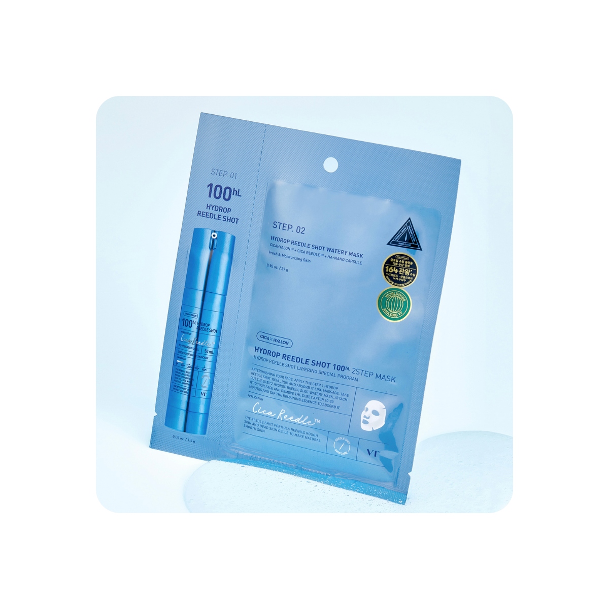 Mascarillas Coreanas de Hoja al mejor precio: VT Cosmetics Hydrop Reedle Shot 100hL 2 Step Mask de VT Cosmetics en Skin Thinks - Piel Grasa