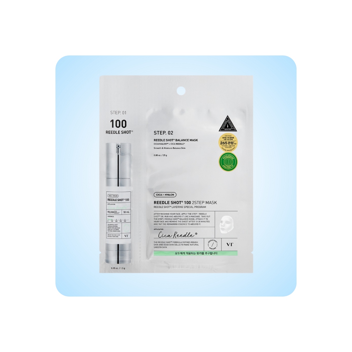 Mascarillas Coreanas de Hoja al mejor precio: VT Cosmetics Reedle Shot 100 2 Step Mask de VT Cosmetics en Skin Thinks - Piel Sensible