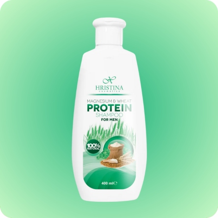 Champú anticaida 100% Natural Hristina Cosmetics Magnesium & Wheat Protein Shampoo for Men