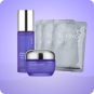 Kit antiedad SKIN627 con retinol y bakuchiol mostrando serum, crema intensiva y mascarillas reafirmantes