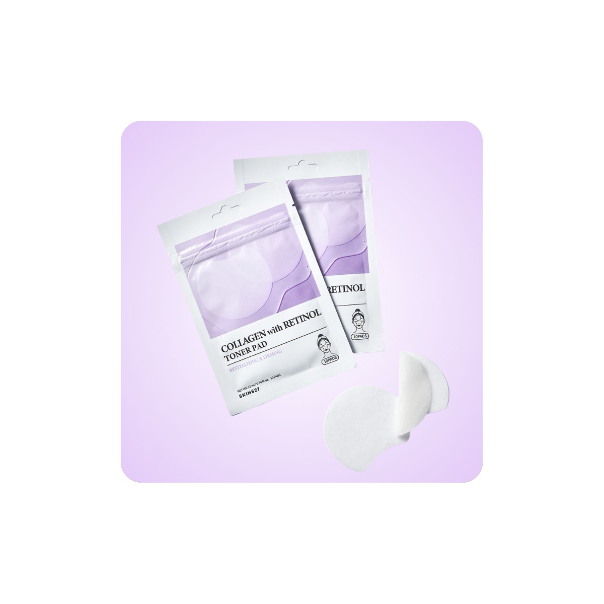 SKIN627 Collagen with Retinol Toner Pads con 10 toner-pads  con retinol y colágeno