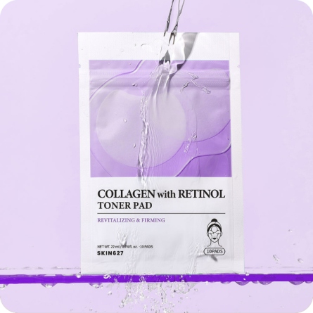 Serum y Ampoules al mejor precio: Algodones con colágeno SKIN627 Collagen with Retinol Toner Pad de SKIN627 en Skin Thinks - Piel Seca