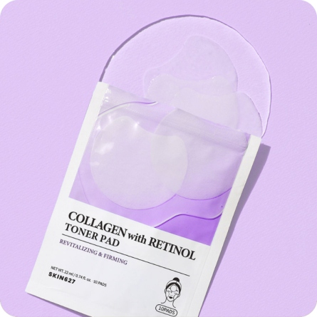 Serum y Ampoules al mejor precio: Algodones con colágeno SKIN627 Collagen with Retinol Toner Pad de SKIN627 en Skin Thinks - Piel Seca