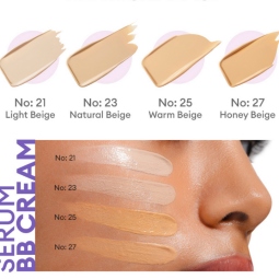 Textura de Missha M Perfect Cover Serum BB Cream tono 21 beige claro aplicada en piel