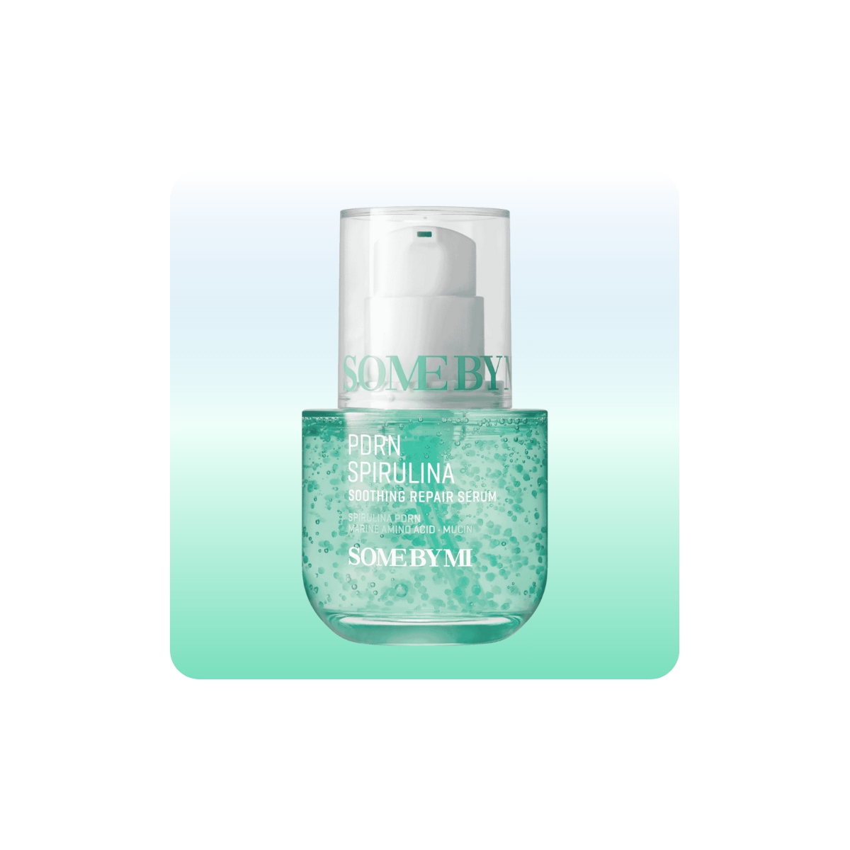 Frasco de cristal transparente del serum Some By Mi PDRN Spirulina Soothing Repair de 50ml