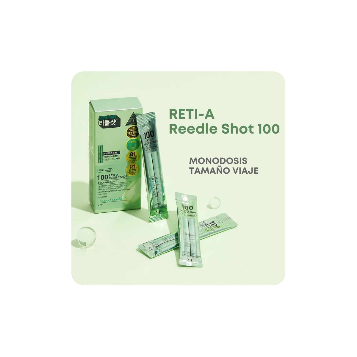 Serum y Ampoules al mejor precio: VT Cosmetics Reti-A Reedle Shot Stik 2ml — Pack 10 unidades de VT Cosmetics en Skin Thinks - Piel Grasa