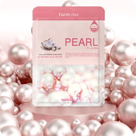 Mascarillas Coreanas de Hoja al mejor precio: Mascarilla Iluminadora Farmstay Visible Difference Mask Pack Pearl de FarmStay en Skin Thinks - Piel Seca