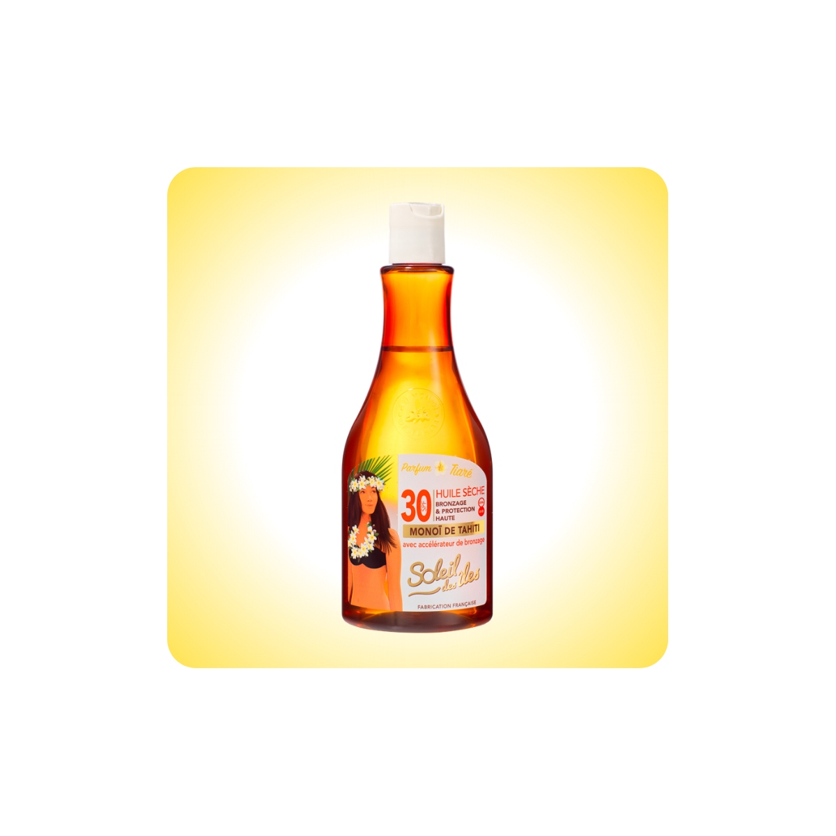 Aceite Bronceador Seco SPF30 Soleil des îles con Monoï de Tahiti AOC al 10% y acelerador de bronceado