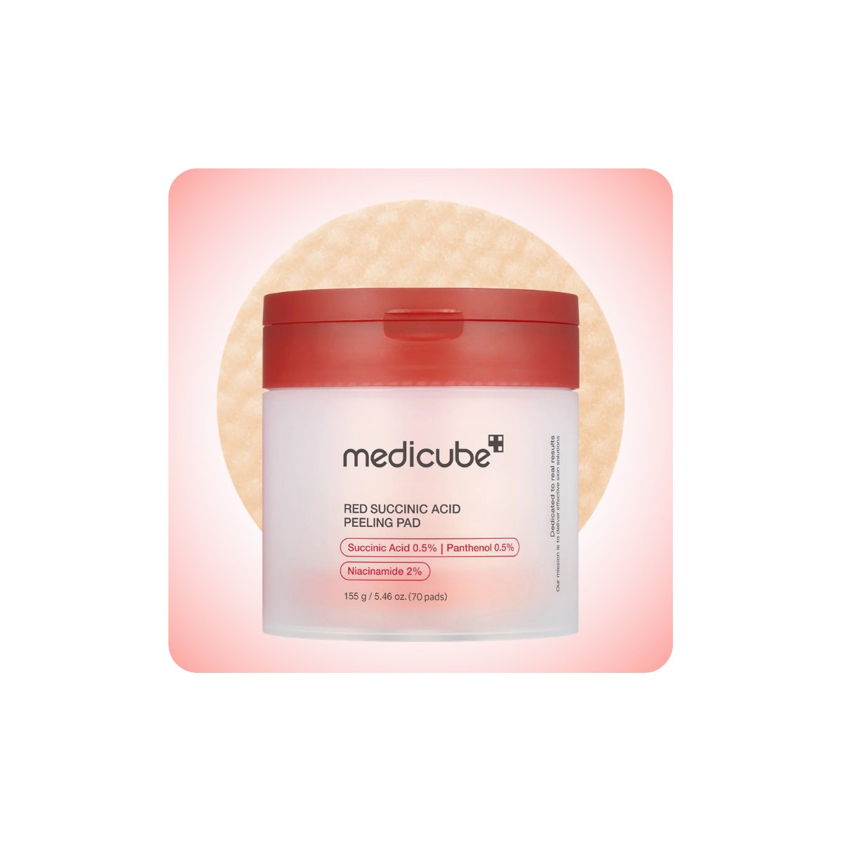 Medicube Red Succinic Acid Peeling Pad
con ácido succínico, niacinamida y salicílico para piel acneica y manchas post-acné