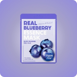 Mascarilla Farmstay Real Blueberry Essence Mask, con extracto de arándano y botánicos para hidratación antioxidante
