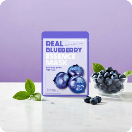 Mascarillas Coreanas de Hoja al mejor precio: Mascarilla Antioxidante Farmstay Real Blueberry Essence Mask de FarmStay en Skin Thinks - Piel Seca