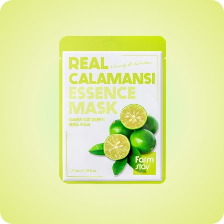 Farmstay Real Calamansi Essence Mask sheet con extracto de calamansi y ácido hialurónico para luminosidad