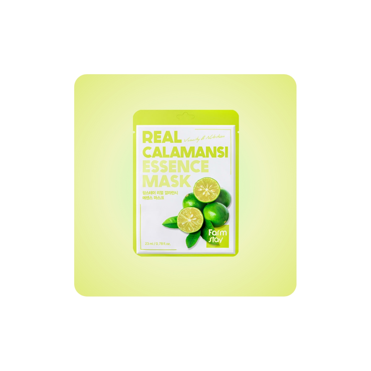 Farmstay Real Calamansi Essence Mask sheet con extracto de calamansi y ácido hialurónico para luminosidad