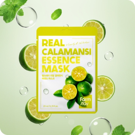 Mascarillas Coreanas de Hoja al mejor precio: Mascarilla Iluminadora Farmstay Real Calamansi Essence Mask de FarmStay en Skin Thinks - Piel Seca