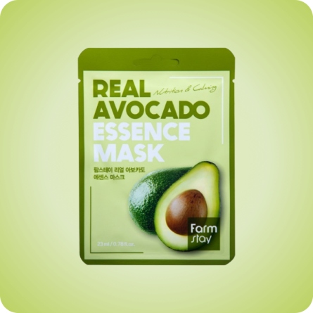 Farmstay Real Avocado Essence Mask con extracto de aguacate y ácido hialurónico para hidratación y confort