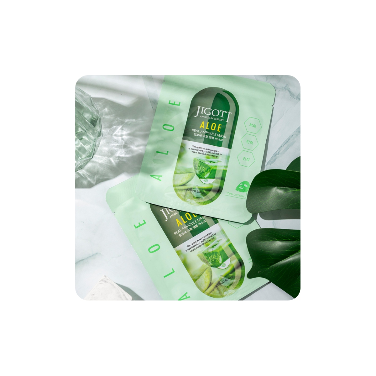 Mascarillas Coreanas de Hoja al mejor precio: Mascarilla Calmante Jigott Aloe Real Ampoule Face Mask de Jigott en Skin Thinks - Piel Sensible