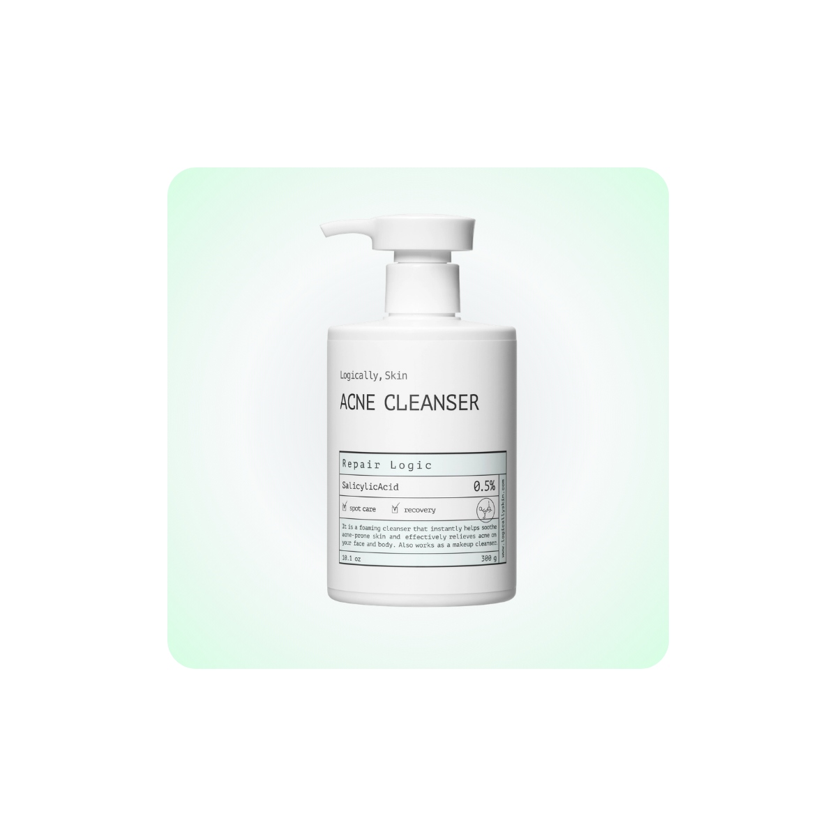 Piel Grasa y Tratamientos Anti Acné al mejor precio: Limpiador para cara y cuerpo con Ácido Salicílico Logically, Skin - Acne Cleanser 300ml de Logically, Skin en Skin Thinks - Piel Grasa