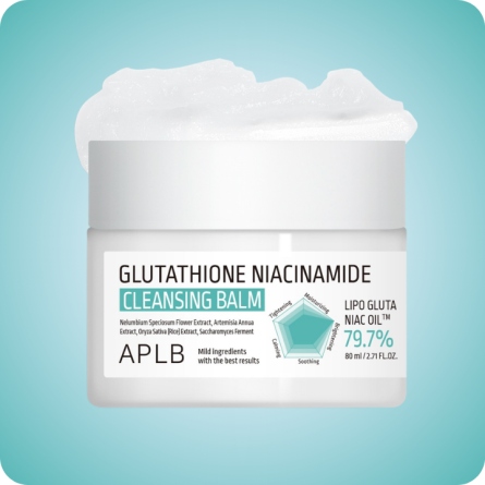 APLB Glutathione Niacinamide Cleansing Balm, glutatión, niacinamida y fracciones de centella para piel seca y sensible