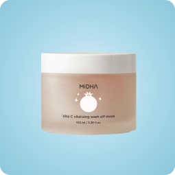 MIDHA Vita C Vitalizing, mascarilla coreana con agua de granada al 82%, vitamina C y extractos de frutos rojos