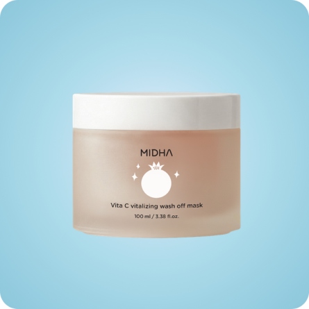 MIDHA Vita C Vitalizing, mascarilla coreana con agua de granada al 82%, vitamina C y extractos de frutos rojos