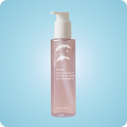 MIDHA Cleansing Oil with Black Rice, aceite limpiador coreano vegano. Refuerza la barrera de la piel.