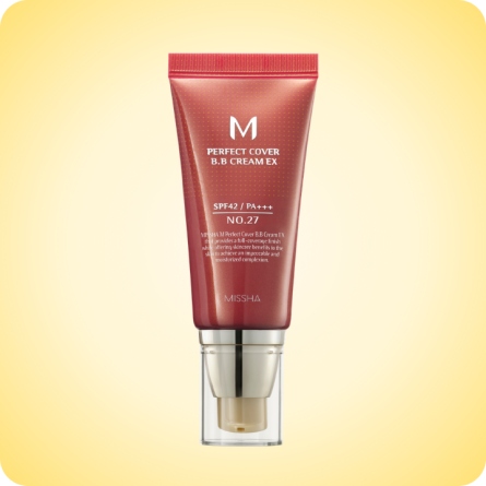 BB cream Missha M Perfect Cover EX en tono nº27 Honey Beige, con su textura cremosa